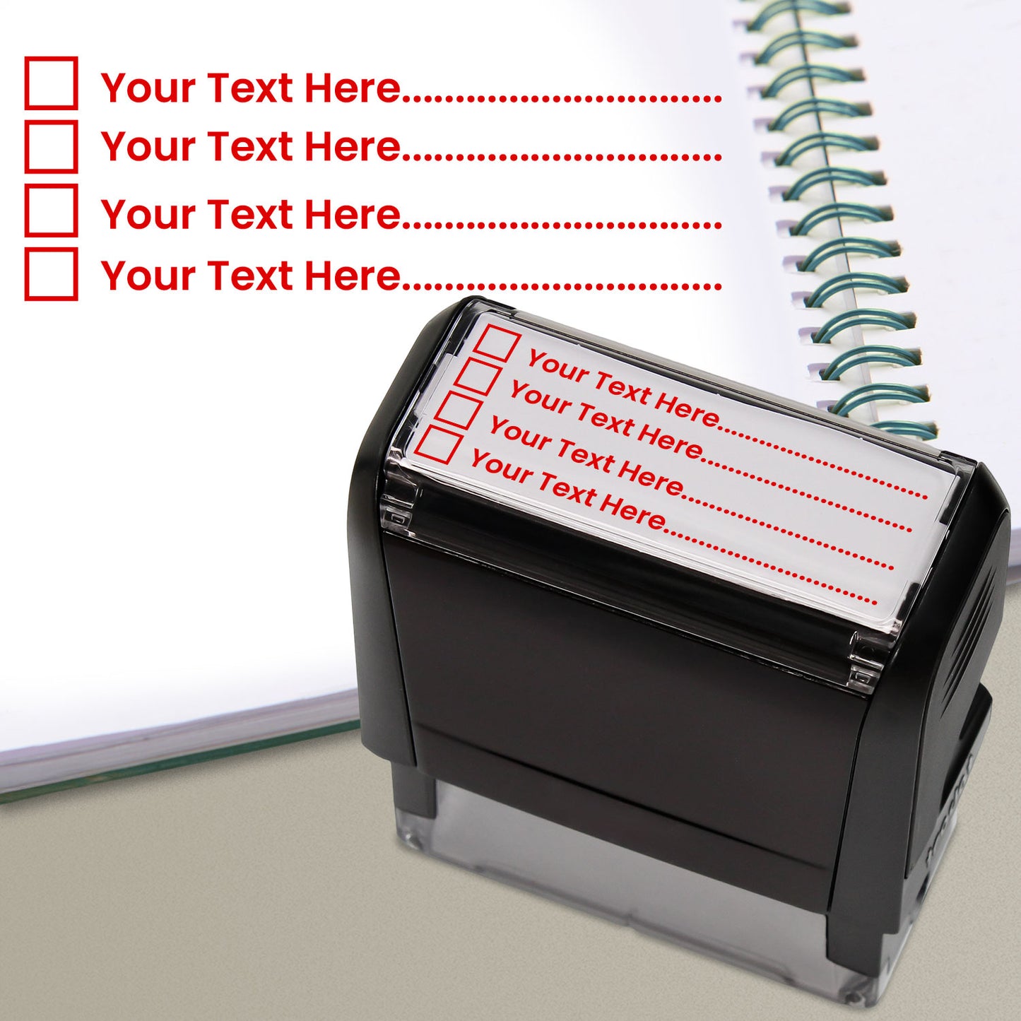 Personalised 4 Tick Box Stamper - 59 x 21mm