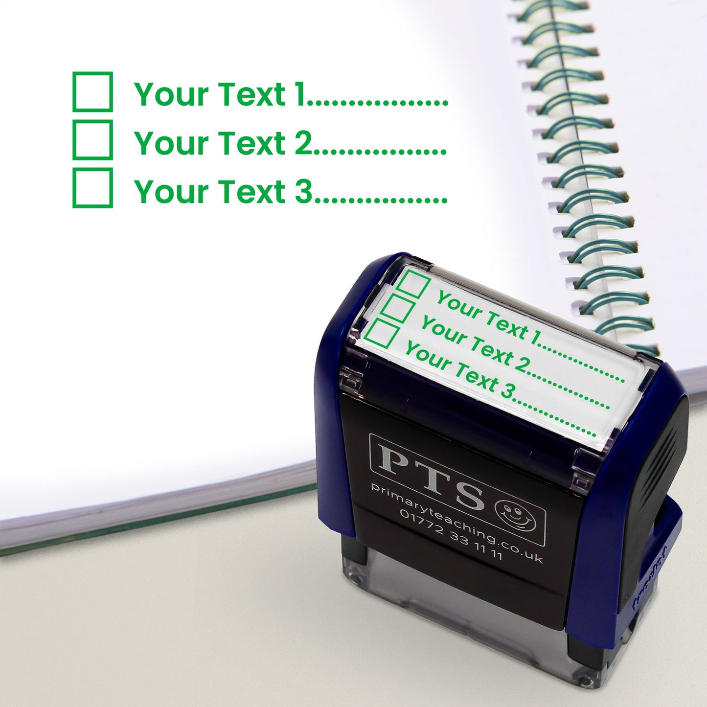 Personalised 3 Tick Box Stamper - 38 x 14mm