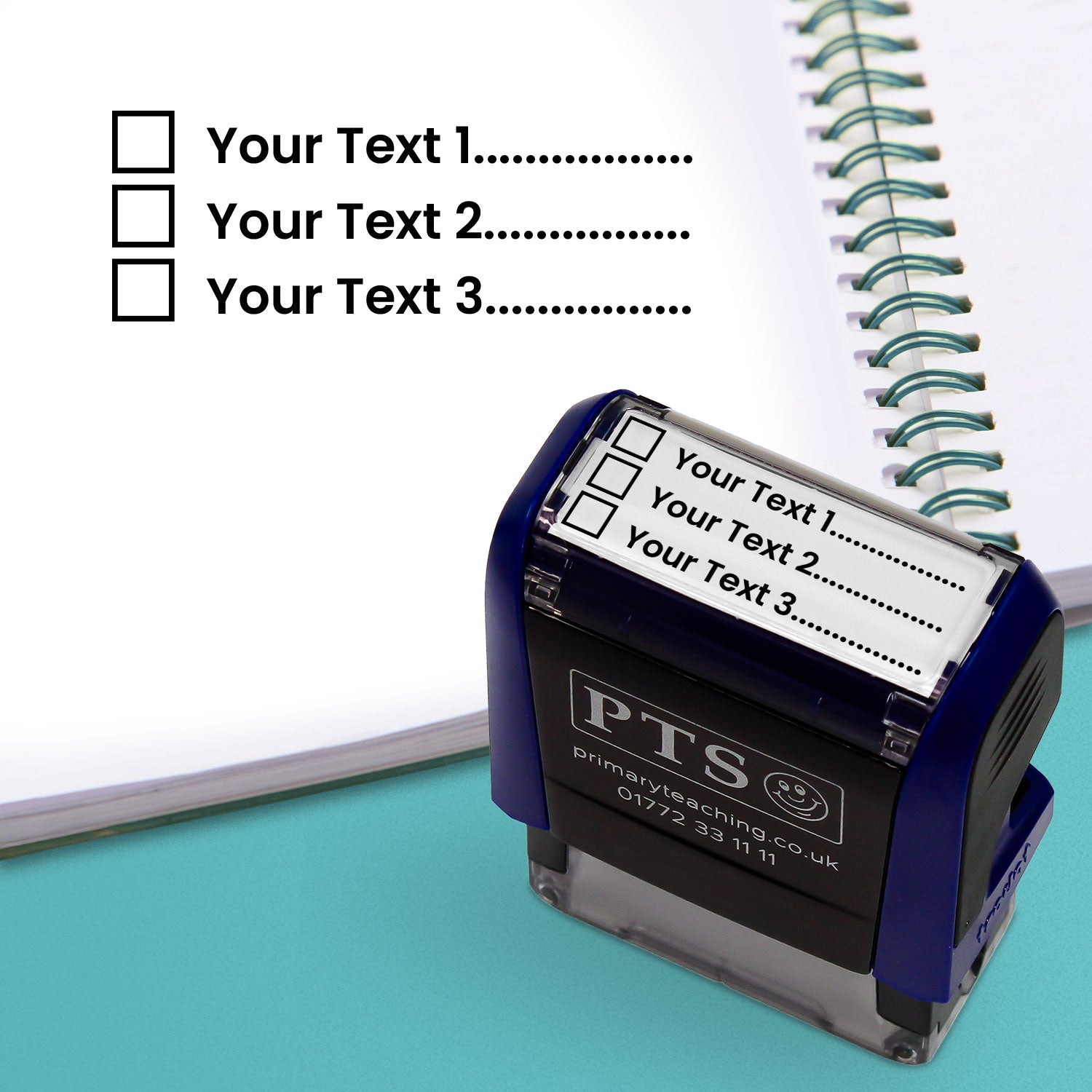 Personalised 3 Tick Box Stamper | 38x14mm | PTS Personalised