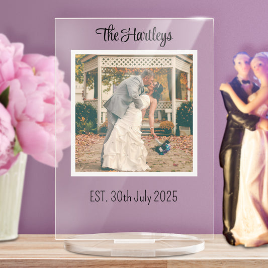Personalised Square Photo Upload Plaque - Wedding - 140mm X 100mm