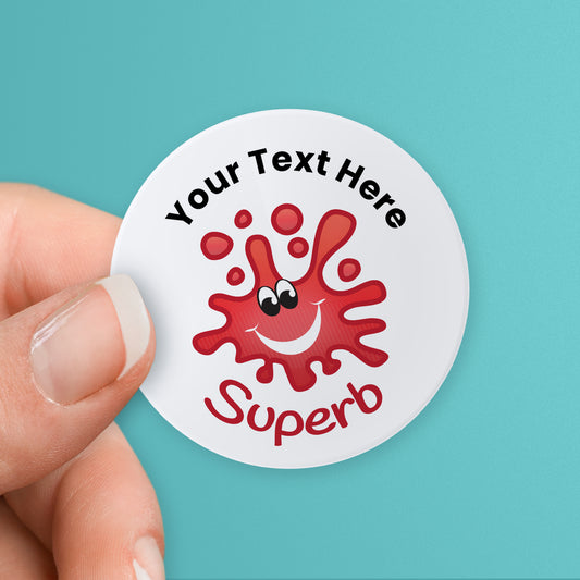 35 Personalised Jellybean Scented Splash Stickers - 37mm