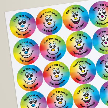 35 Personalised Sweet Shop Scented Rainbow Smile Stickers - Optician - 37mm