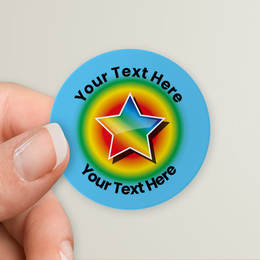35 Personalised Sherbet Scented Rainbow Star Stickers - 37mm