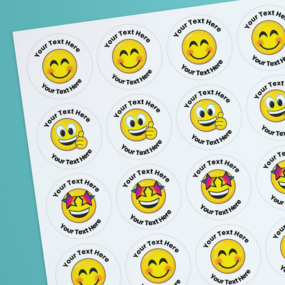 35 Personalised Bubblegum Scented Emoji Stickers - Optician - 37mm