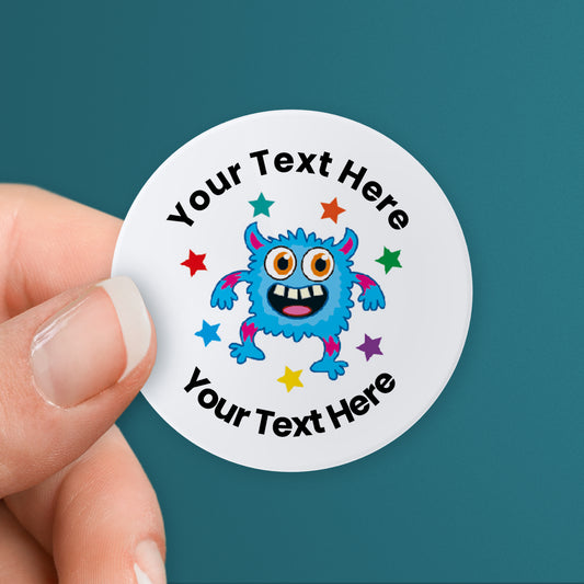 35 Personalised Bubblegum Scented Monster Stickers - 37mm