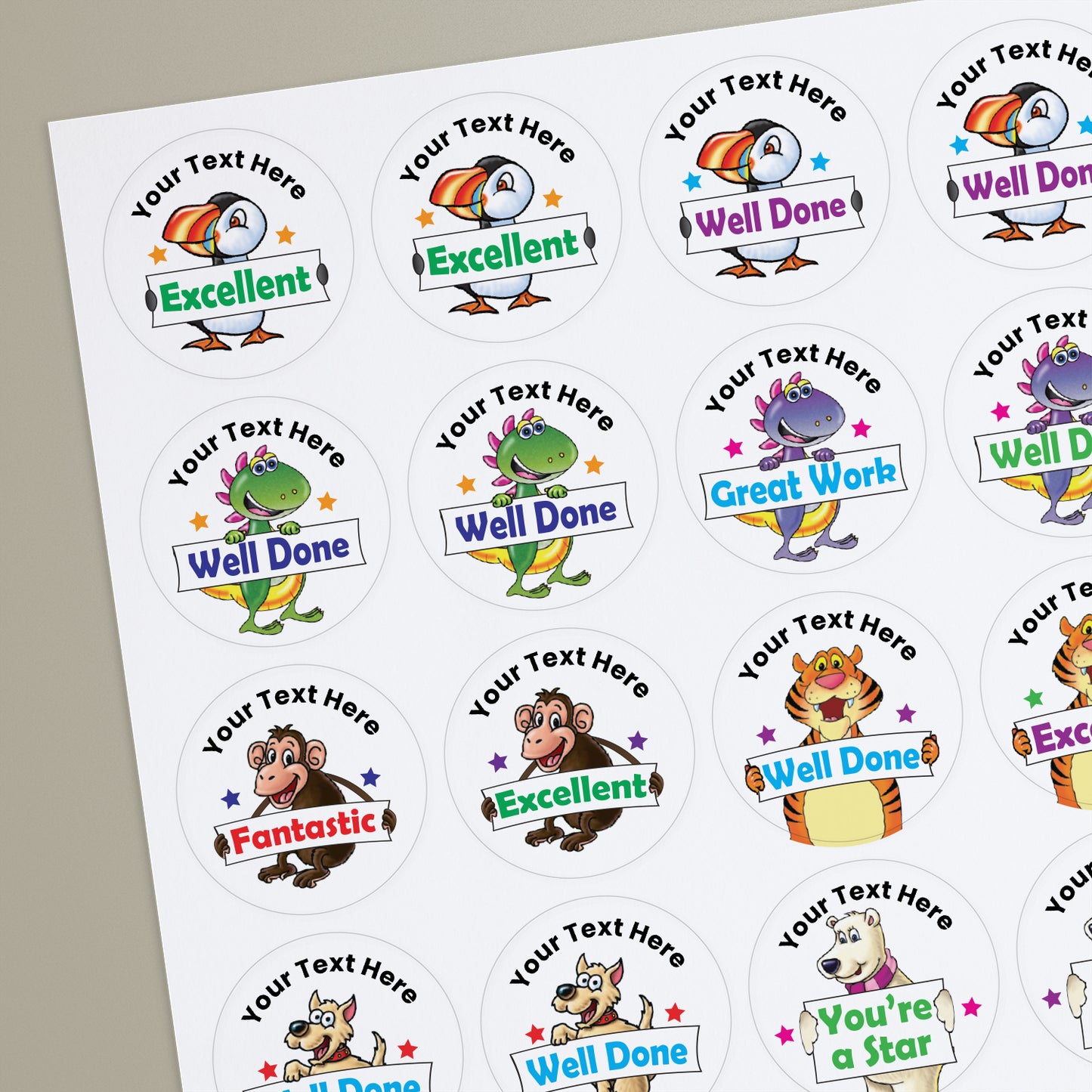 35 Personalised Bubblegum Scented Character Stickers - Optician - 37mm