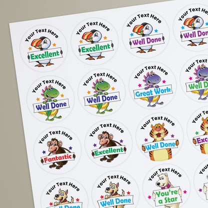 35 Personalised Bubblegum Scented Character Stickers - Optician - 37mm