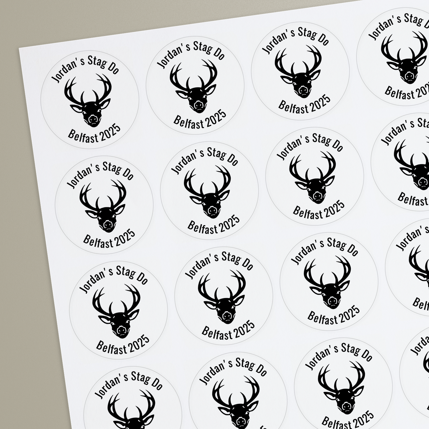 35 Design Your Own Hen and Stag Party Stickers - 37mm