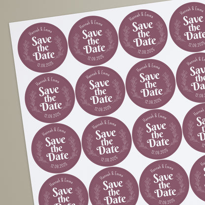 35 Design Your Own Save The Date Stickers - 37mm