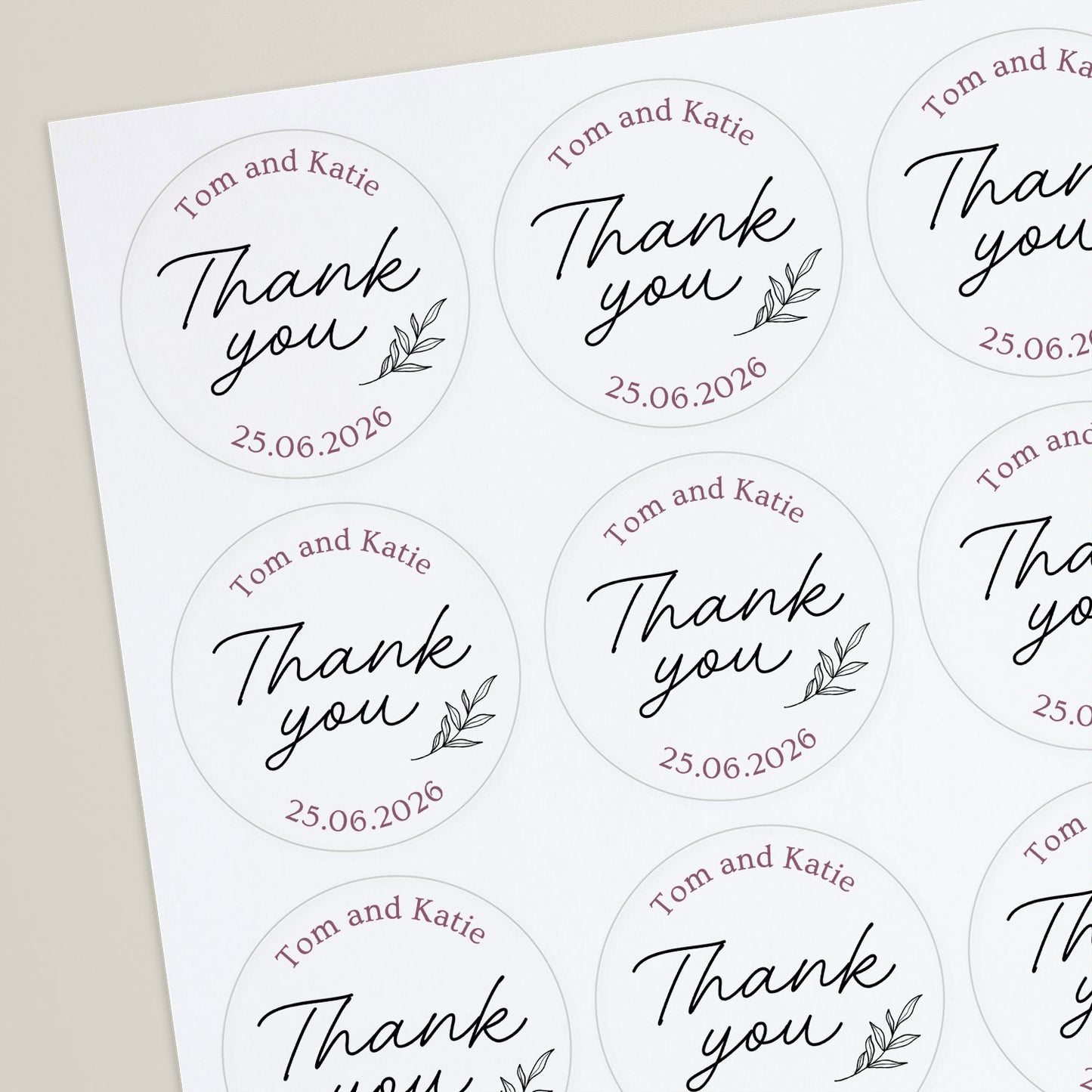 20 Design Your Own Thank You Stickers - 45mm