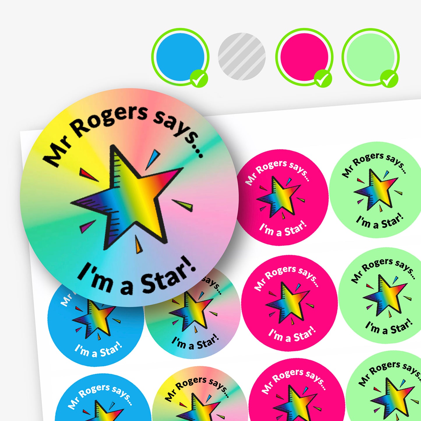 20 Design Your Own Colour Mix Stickers - 45mm