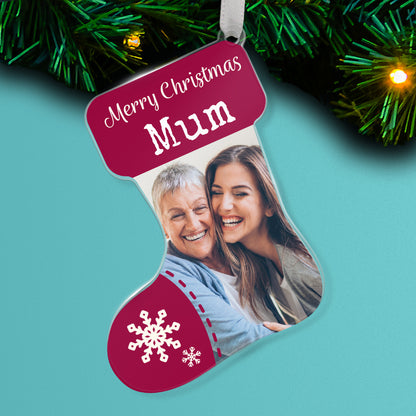 Personalised Christmas Stocking Photo Bauble - 87mm x 97mm