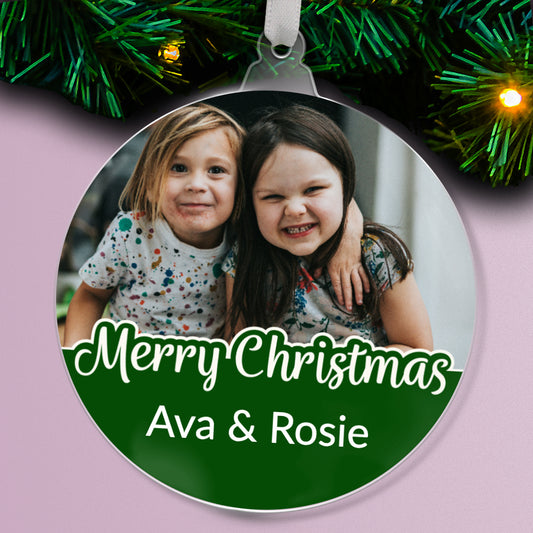 Personalised Photo Upload Merry Christmas Bauble - 80mm