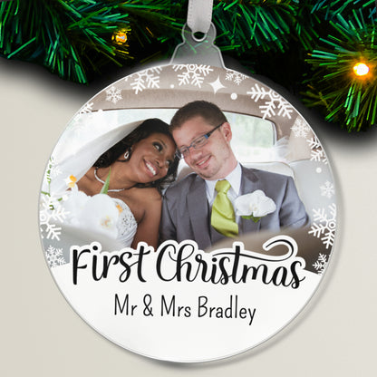 Personalised Photo Upload First Christmas Bauble - 80mm