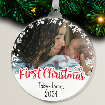 Personalised Photo Upload First Christmas Bauble - 80mm