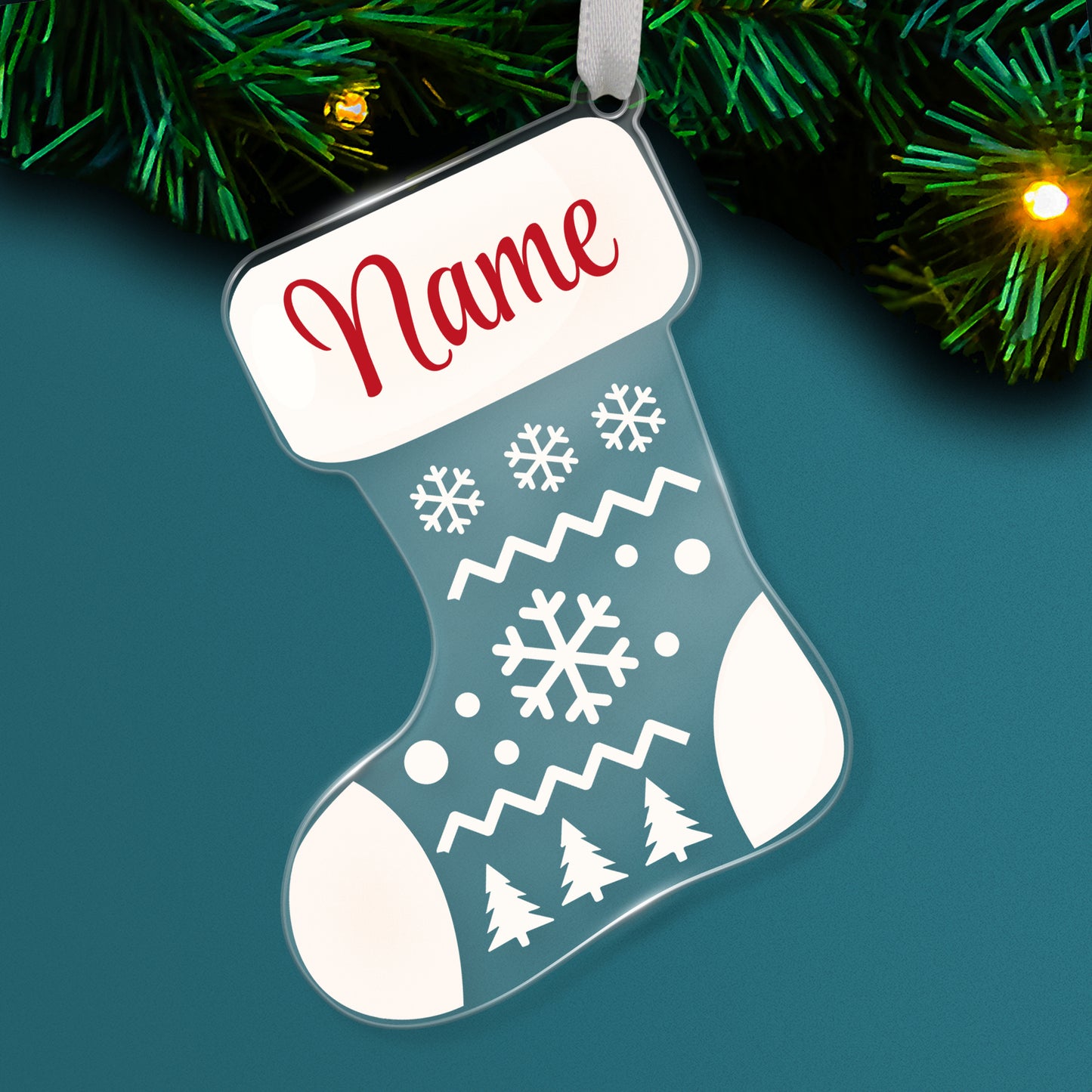 Personalised Christmas Stocking Bauble - 87 x 97mm